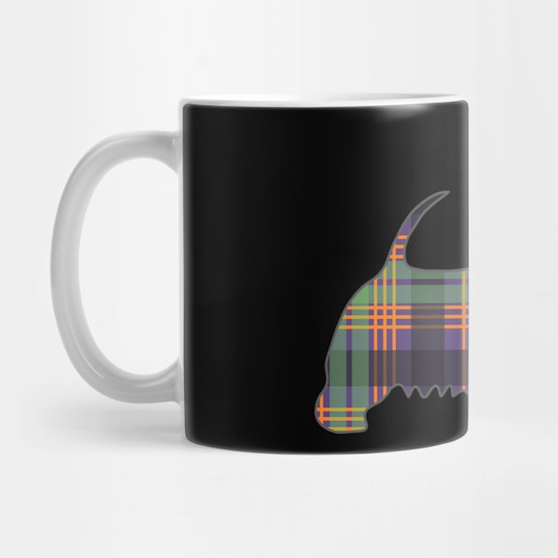 Purple, Green and Orange Tartan Scottish Terrier Dog Silhouette by MacPean